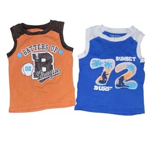 Kids Sleeveless Shirts - Orange & Blue by Faded Glory Size 18 Months